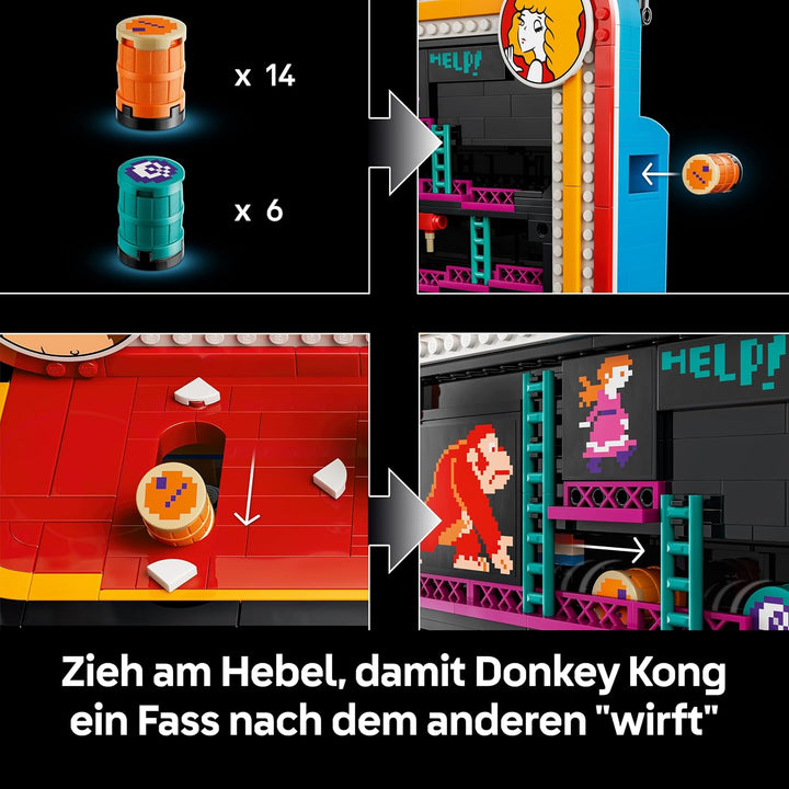 LEGO Super Mario Donkey Kong Arcade - Interaktives 3D Modellbau für Erwachsene mit Joystick &amp; Fässer
