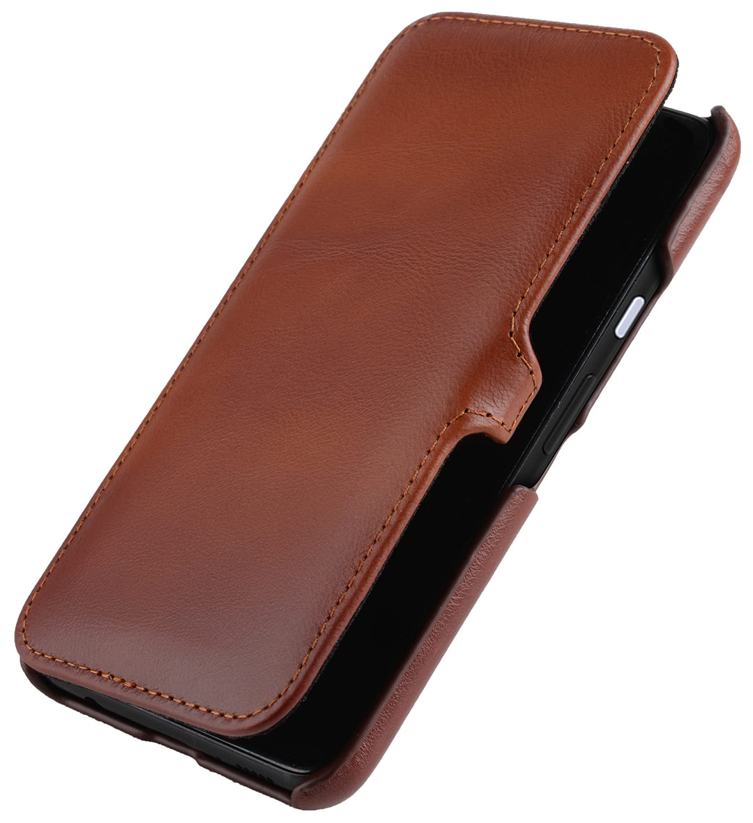 STILGUT Book Case kompatibel mit Google Pixel 4a 4G Hülle aus Leder mit Clip-Verschluss, Lederhülle,