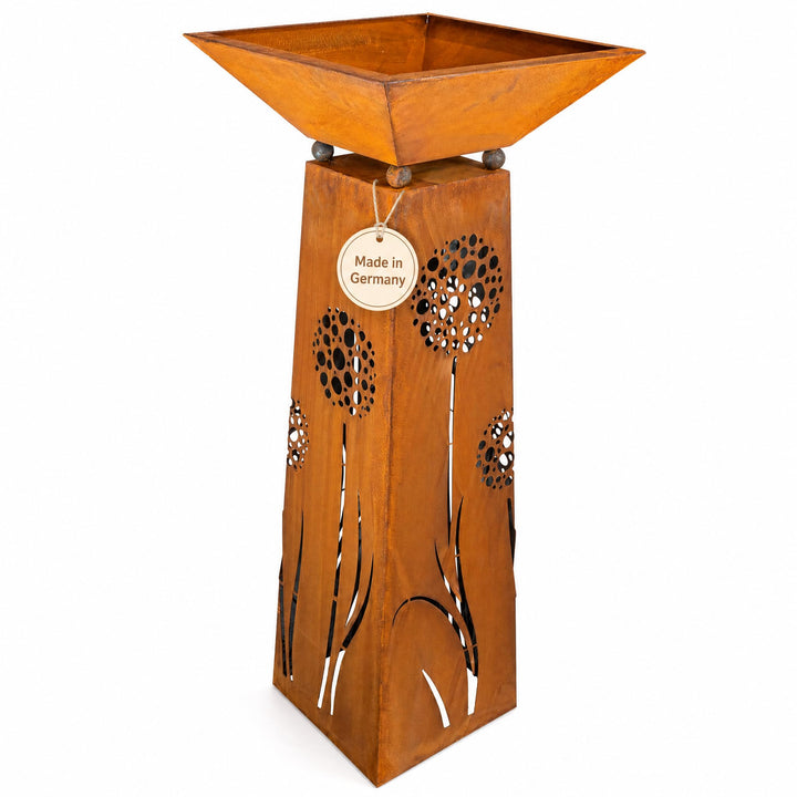 Rostikal Pflanzsäule Pusteblume 120 cm - inkl. Abnehmbarer Dekorative Pflanzschale - Hochwertige Gar
