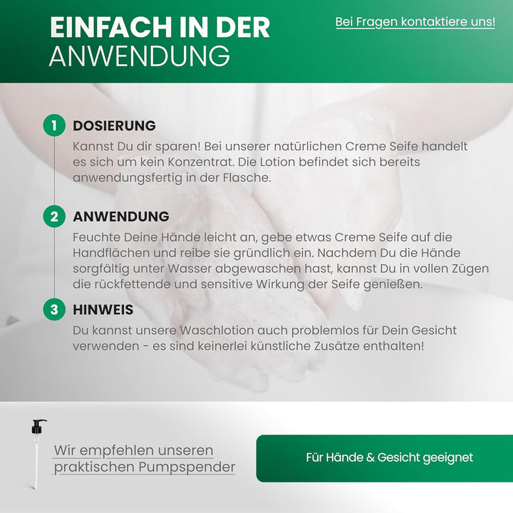 BiOHY Creme Seife (6 x 1 Liter) + Pumpspender | Hautschonende, rückfettende &amp; geruchsneutrale Handse