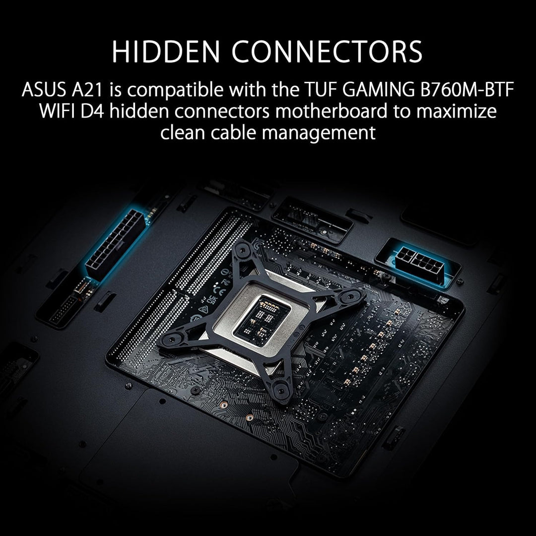 ASUS A21 Micro-ATX Gaming Gehäuse Black (kompatibel mit 360 mm Radiatoren, 380 mm Grafikkarten, Fron
