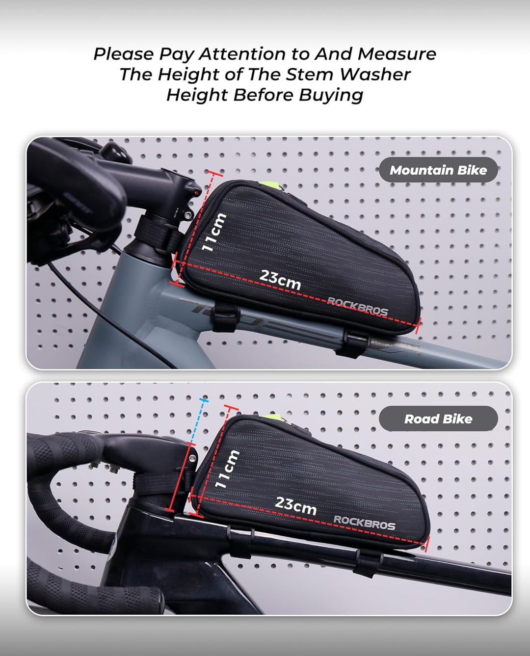 ROCKBROS Rahmentasche Fahrrad Oberrohrtasche Schmale Form Fahrradtasche für MTB, Rennrad, E-Bike ca.