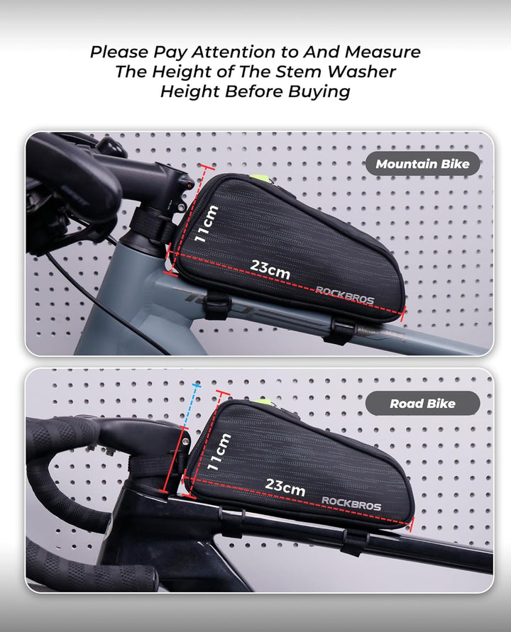 ROCKBROS Rahmentasche Fahrrad Oberrohrtasche Schmale Form Fahrradtasche für MTB, Rennrad, E-Bike ca.