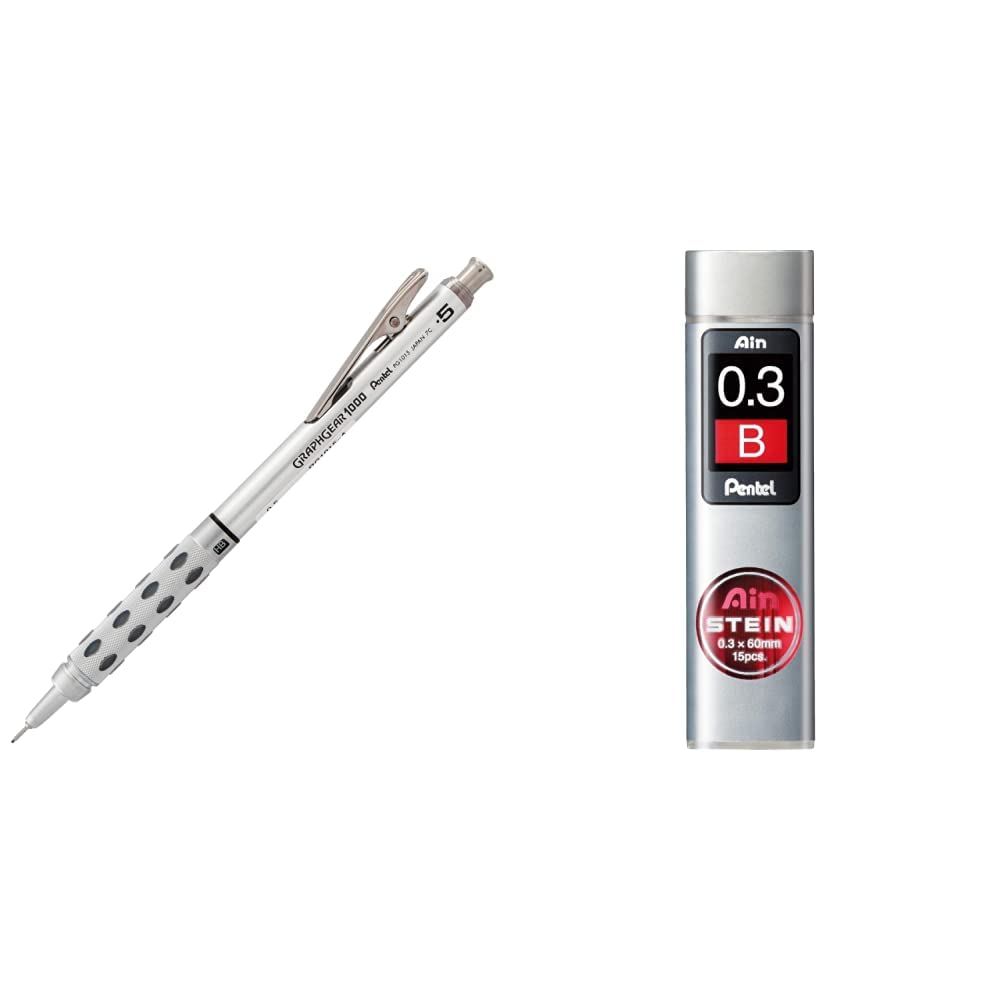 Pentel PG1013-E GraphGear1000 Druckbleistift 0,3 mm Strichstärke, Edelstahlgehäuse, 4 mm Minenführun