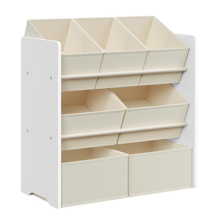 SONGMICS Kinderregal, Spielzeugregal, Bücherregal Kinder, mit 7 Aufbewahrungsboxen aus Vliesstoff, K