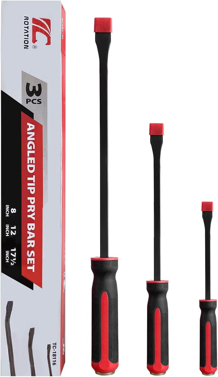 3 tlg Stemmhebel-Satz mit Kunststoff-Softgriff und Metall-Schlagköpfen, Brecheisen, Brechstange, Heb