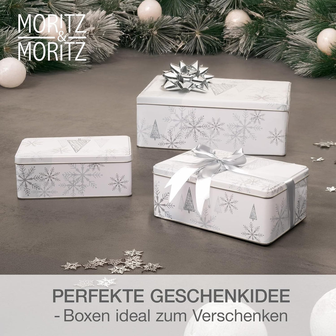 Moritz & Moritz Keksdose Metall Weihnachten, Keksdosen 5er Set Eckig - Blechdose mit Deckel im festl
