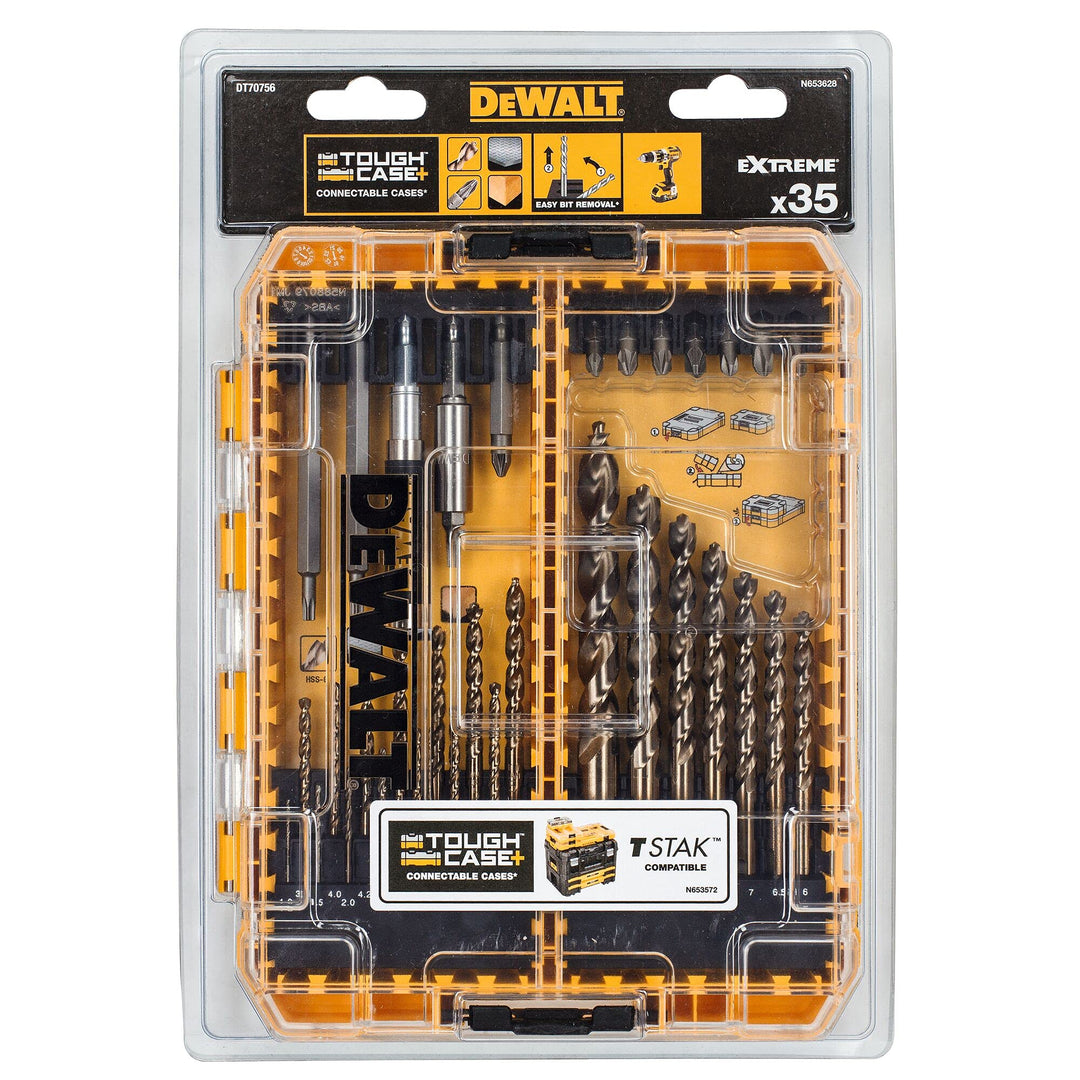 DEWALT Extreme 2 HSS-G Metallbohrer, Bit-Set DT70756(35-teilig,mit Zentrierspitze,hohe Bruchsicherhe