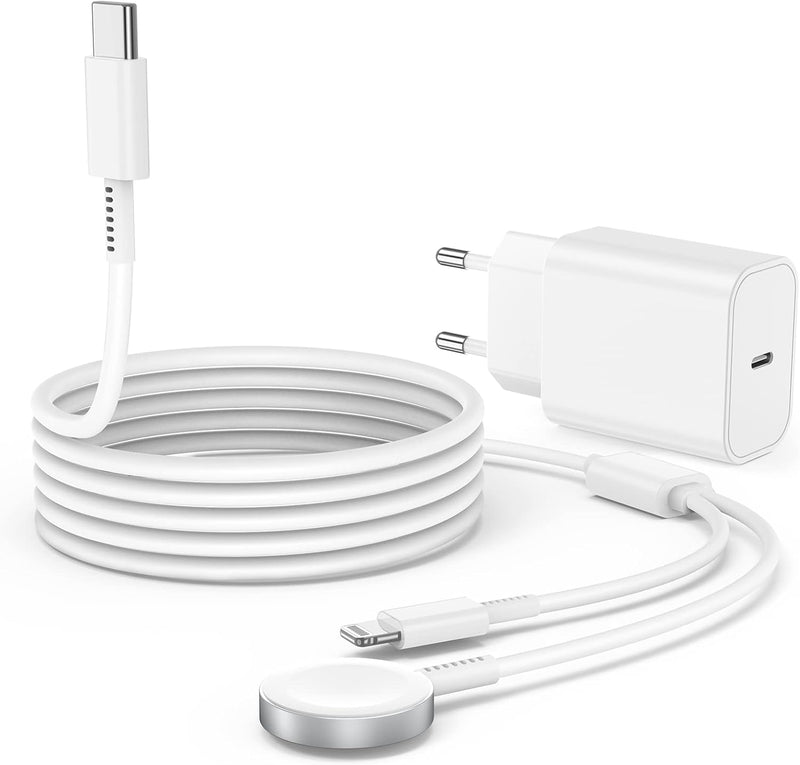 Jeenek 2-in-1 Ladekabel für Apple Watch und iPhone, 2M USB C iWatch Ladegerät, PD 20W iPhone Schnell