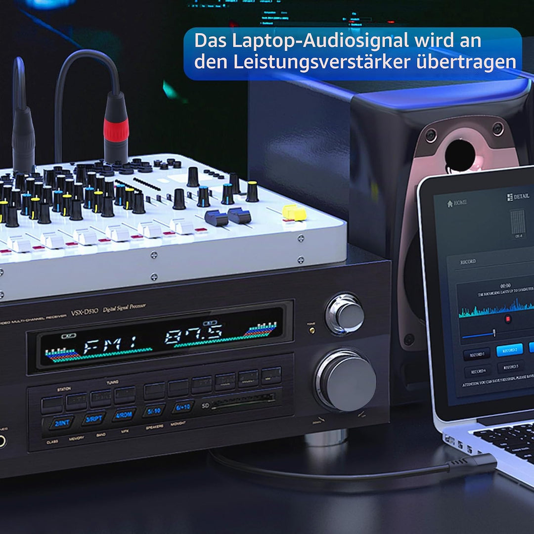 SinLoon USB-A Stecker auf Dual XLR Stecker Audiokabel Mit eingebautem 32-Bit/384-kHz-DAC-Chip Stereo