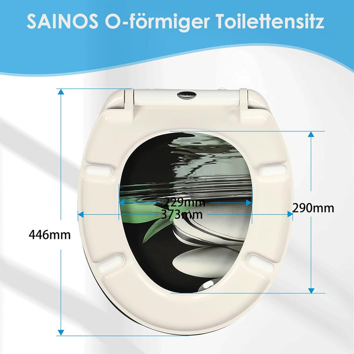 Duroplast-Toilettensitz, O-förmiger Toilettendeckel mit Soft-Close-Mechanismus, Edelstahlscharnier,