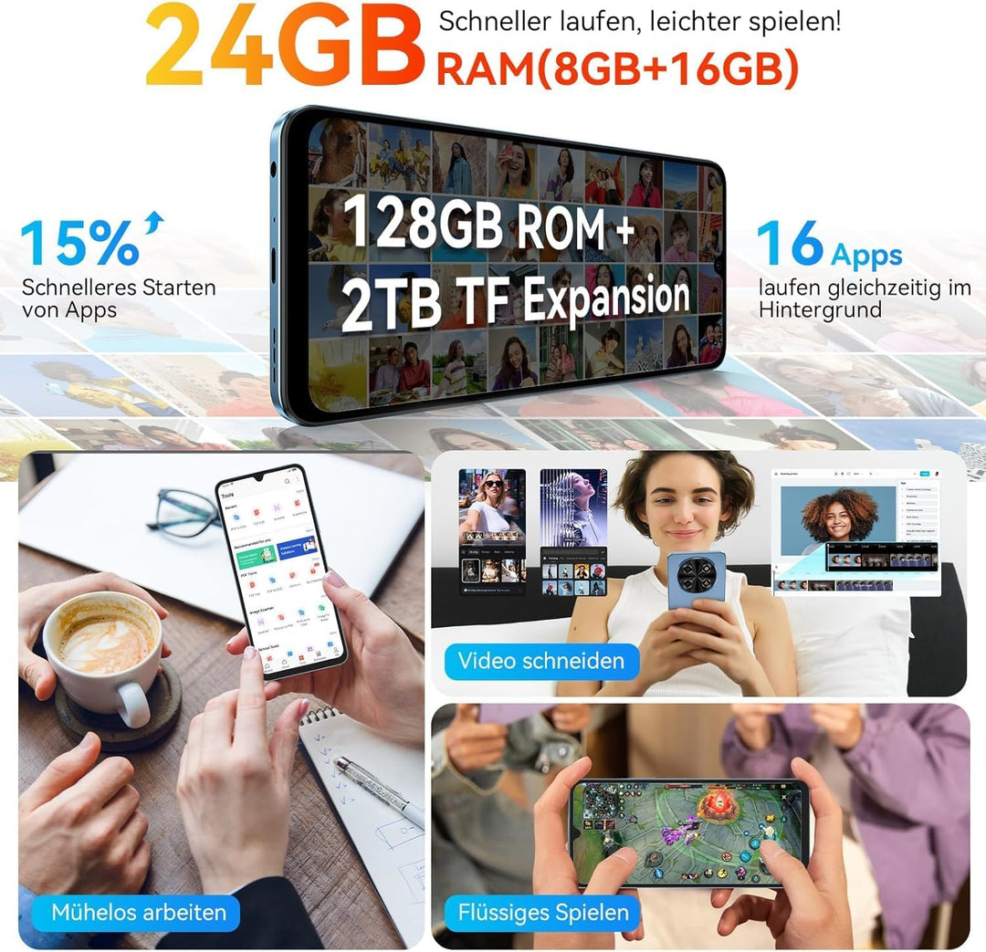 OSCAL Tiger 8 24GB+128GB/2TB TF 5G Smartphone, 6,88 Zoll 120Hz Augenschutz-Display, Android 15 Smart