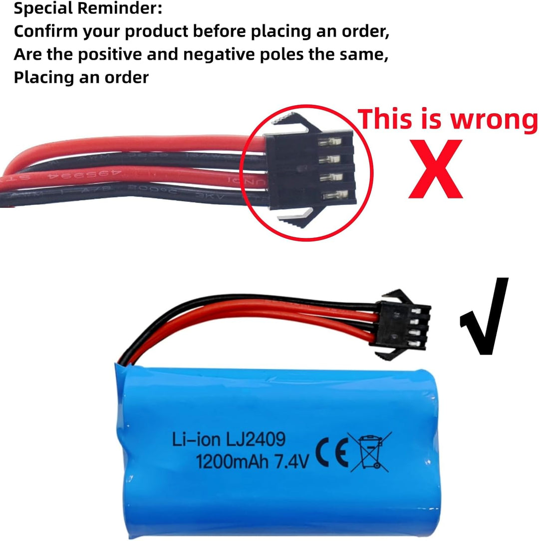 2PCS 7.4V 1200mah SM-4P Stecker Akku mit USB Ladekabel für EC08 RC Spielzeugauto Modell Geländefahrz