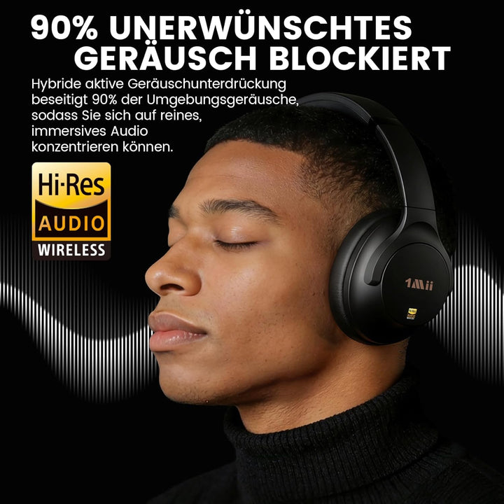1Mii Y8 Kabellose Bluetooth Kopfhörer, Hybrid Active Noise Cancelling, LDAC Hi-Res Audio, 75h Spielz