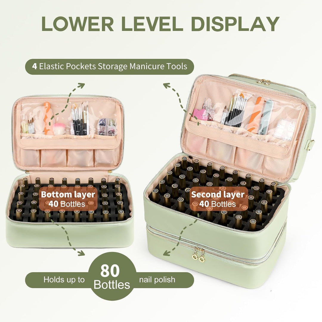 Uross Nagellack Organizer für 90 Nagellackflaschen und 1 LED-Nagellampe, Extra large Nagellack Aufbe