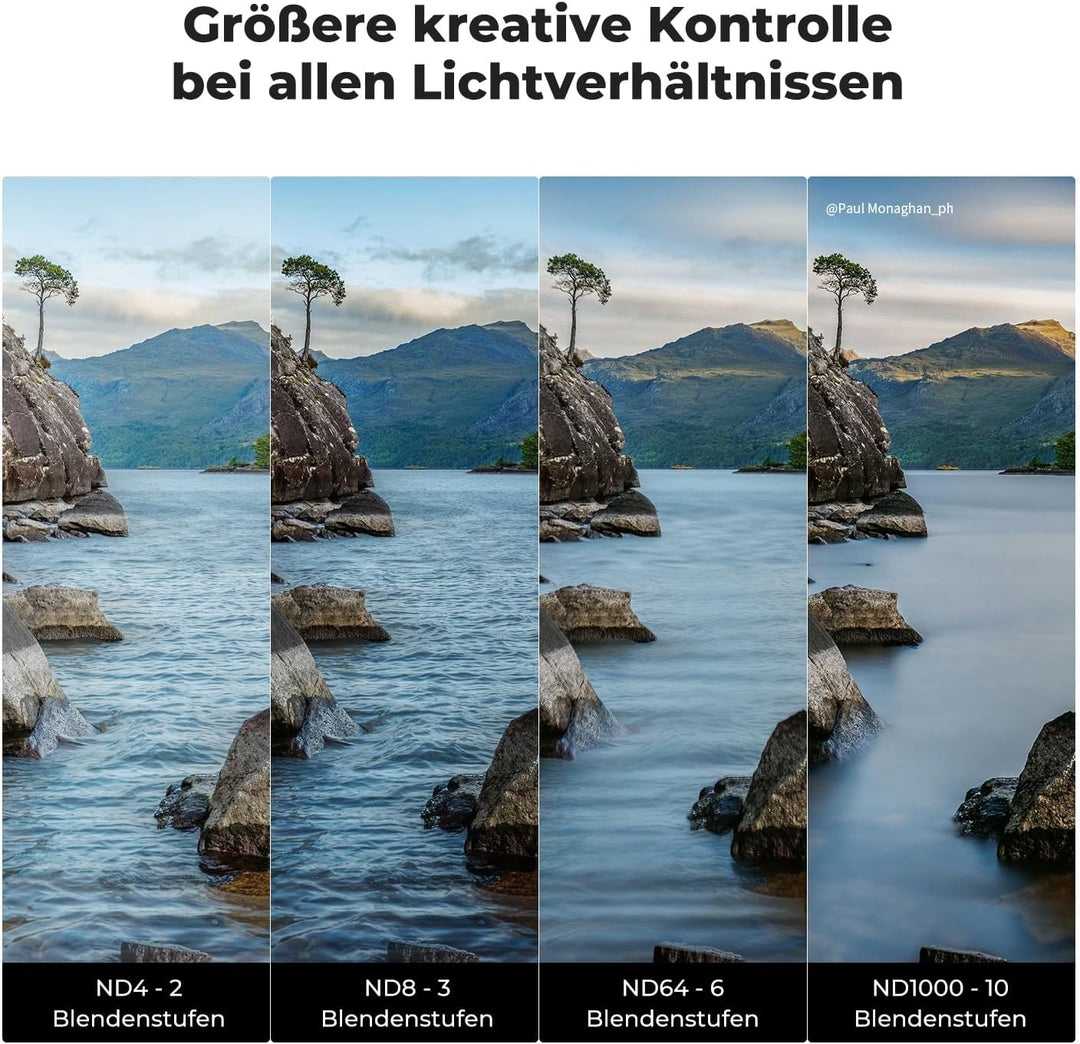 K&amp;F Concept ND Filterset 95mm Neutral Graufilter Set ND4+ND8+ND64+ND1000 ND Filter Kit, 95mm