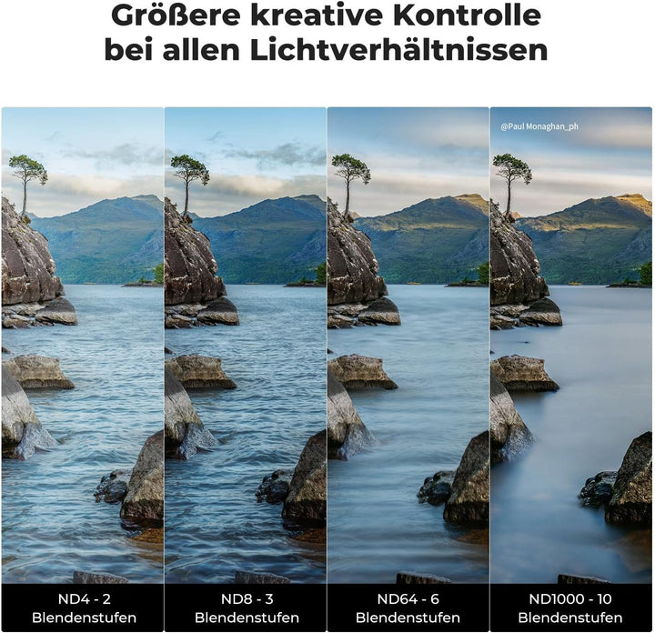 K&amp;F Concept ND Filterset 95mm Neutral Graufilter Set ND4+ND8+ND64+ND1000 ND Filter Kit, 95mm