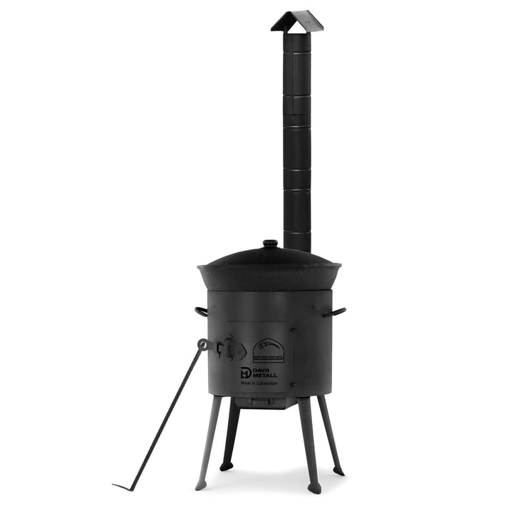 Ø36 Uchag 2mm Stahl Utschak Utschag mit Abzugsrohr Campingofen 12L Kazan Wok Kasan (Runder Boden) Fe