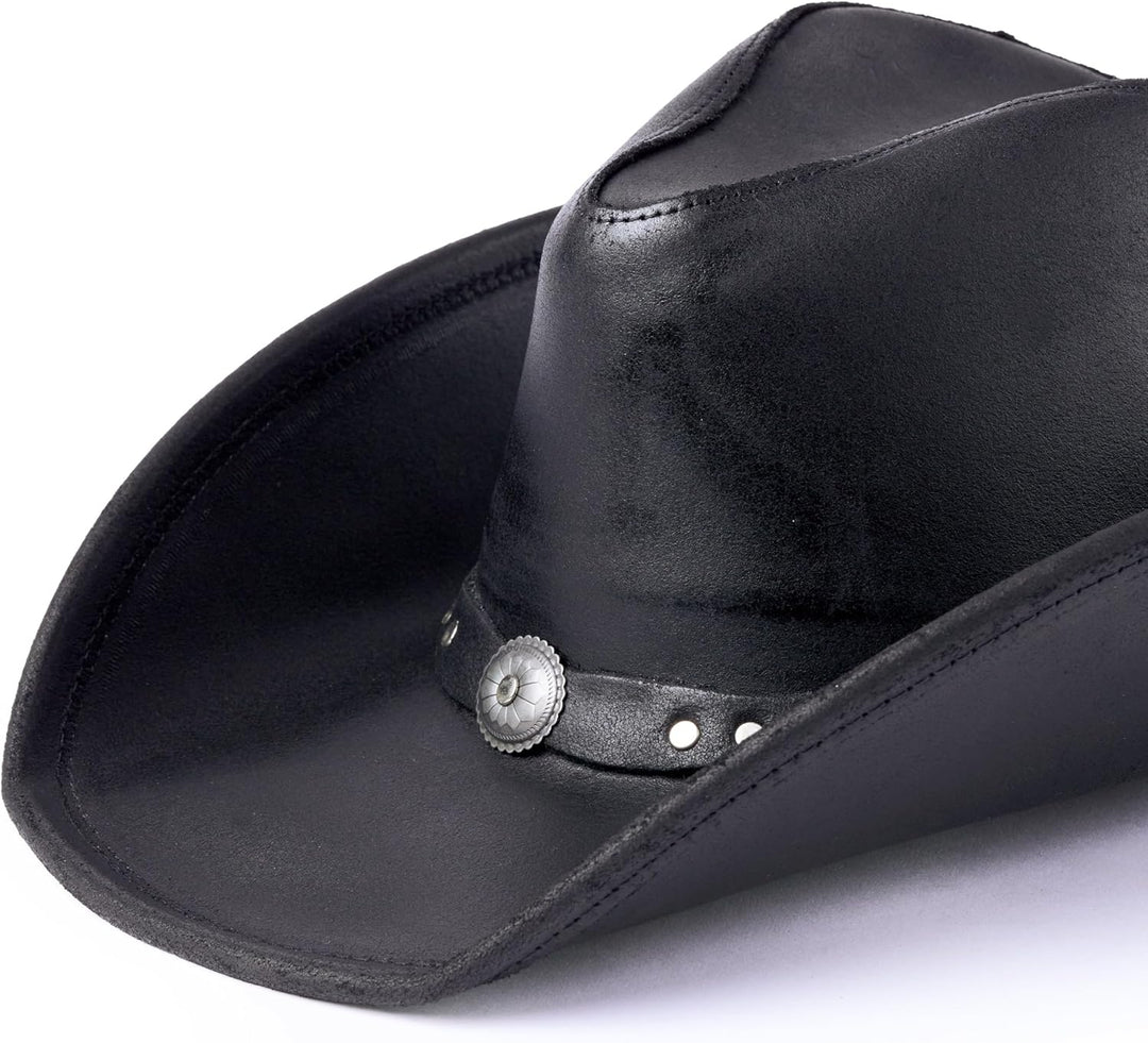 Herren Leder Outback Hut schwarz gro?