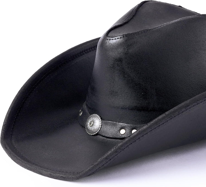 Herren Leder Outback Hut schwarz gro?