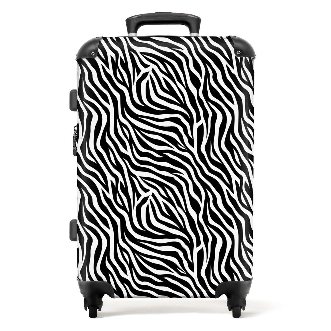 NoBoringSuitcases.com® Grosser Koffer - Tiermuster - Zebra - Design - Schwarz-Weiss - Kombinationssc
