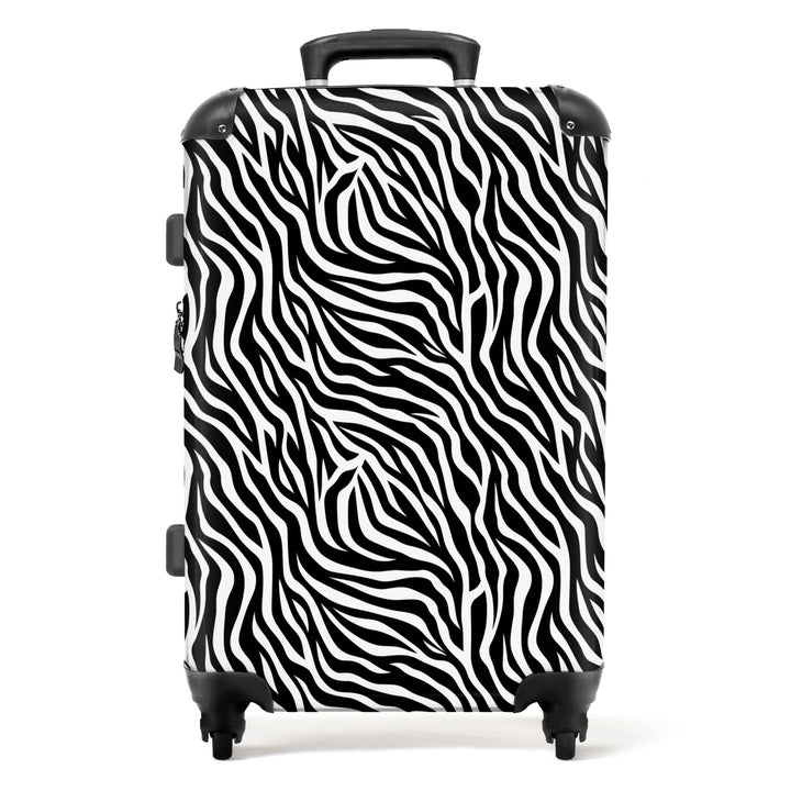 NoBoringSuitcases.com® Grosser Koffer - Tiermuster - Zebra - Design - Schwarz-Weiss - Kombinationssc