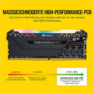 Corsair Vengeance RGB PRO 32GB (4x8GB) DDR4 3200MHz C16 XMP 2.0 Enthusiast RGB LED-Beleuchtung Speic