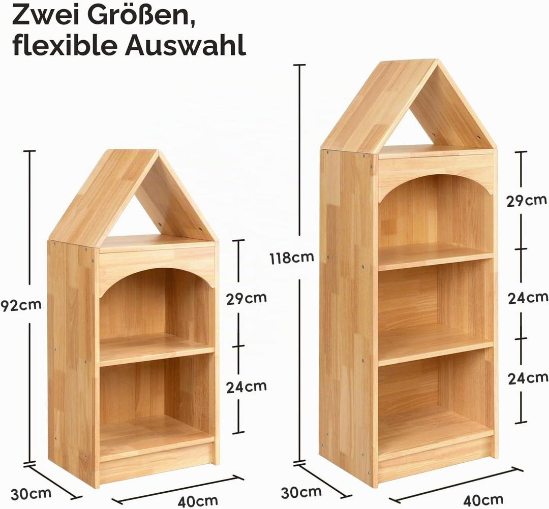 OOOK Gummiholz Kinder Bücherregal, Spielzeugaufbewahrung mit 4 Etagen, Eckregal für Kinderzimmer, Sp