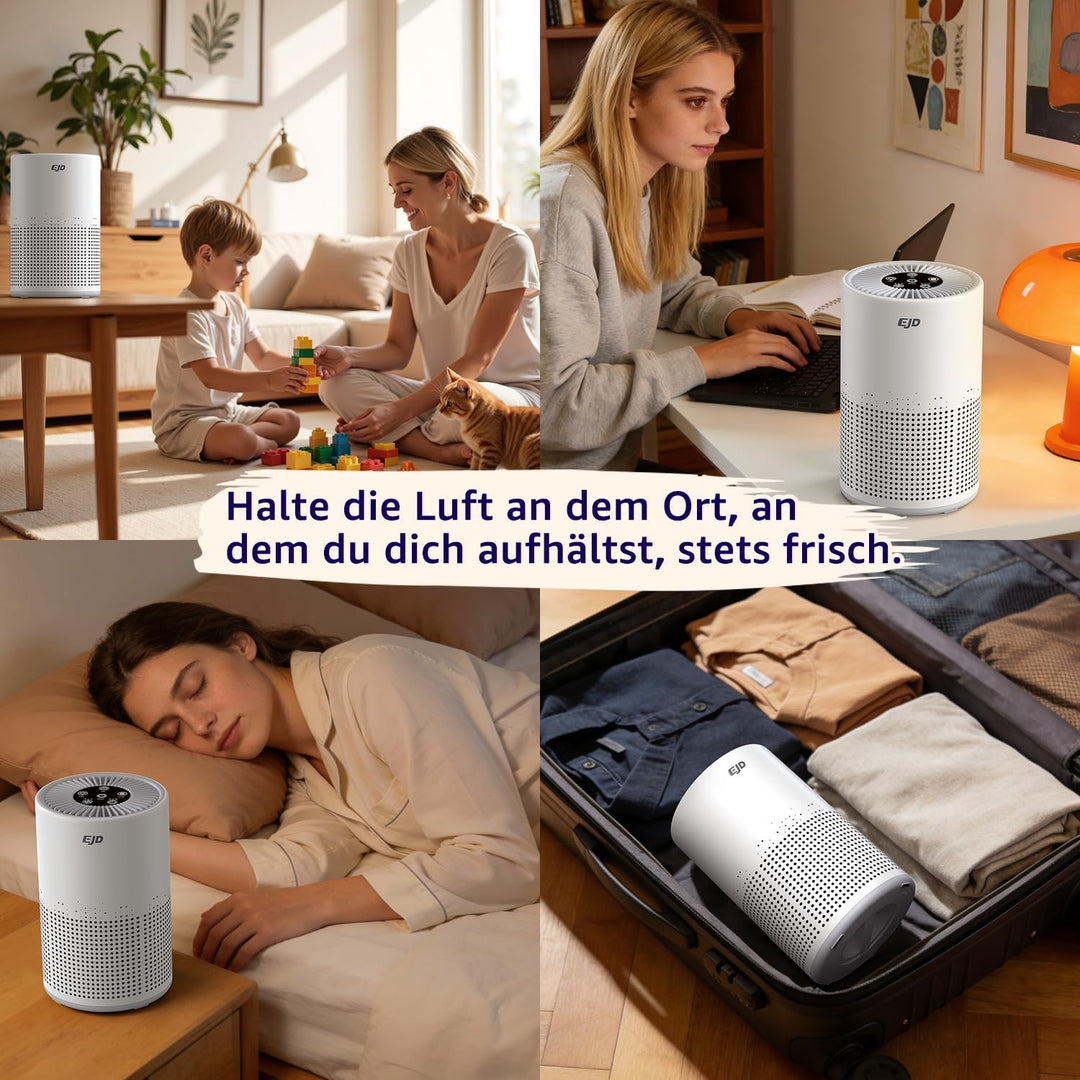 Luftreiniger für Schlafzimmer und Zuhause, leiser H13 HEPA-Luftreiniger mit 3-stufigem Filter, 3 Ges