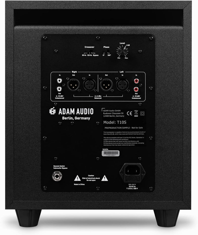 ADAM Audio T10S Subwoofer für Aufnahmen, Mischungen und Mastering in Studioqualität, T10S