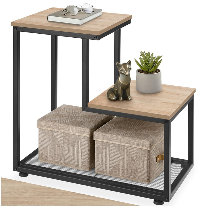 tectake® Industrial Beistelltisch Holz + Metall, Couchtisch 60,5 x 35,5 x 60,5 cm, Deko Wohnzimmer,