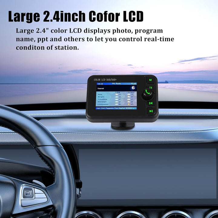 DAB+ / DAB Digitaler Adapter Radio für Autoradio - 2,4 Zoll LCD Display with FM Bluetooth Musik/AUX