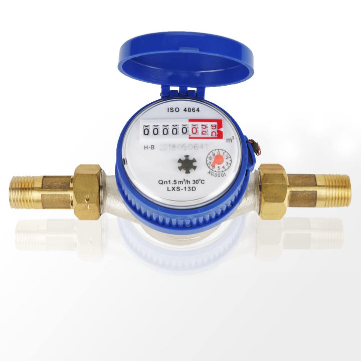 Garten Wasserzähler Set, 1/2 Zoll Anschluss 15mm Kaltwasser Wasseruhr Garten Wasserzähler Geeicht mi