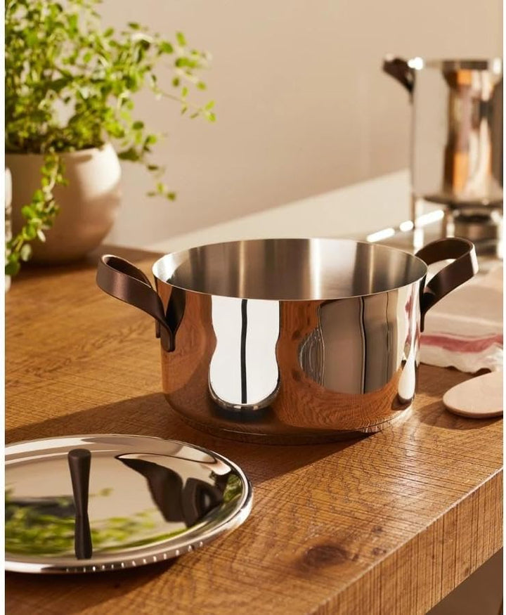 Alessi edo PU102/24 Schmortopf mit Zwei Griffen aus Edelstahl, Griffe aus Edelstahl mit PVD-Beschich