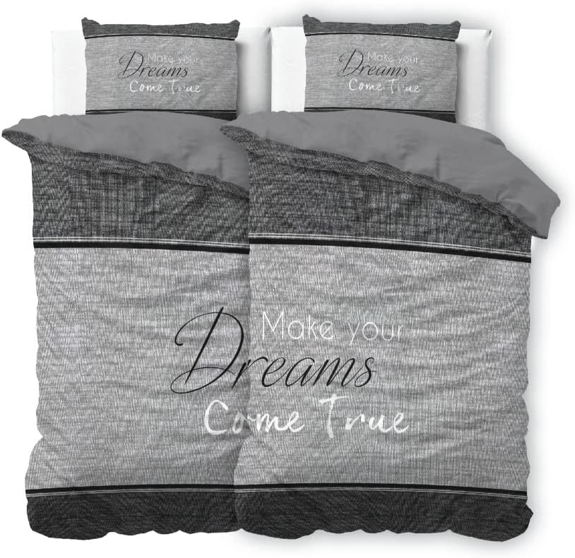 Sleeptime Bettwäsche 4teilig 100% Baumwolle True Dreams, 135cm x 200cm, Reissverschluss, Mit 2 Kisse