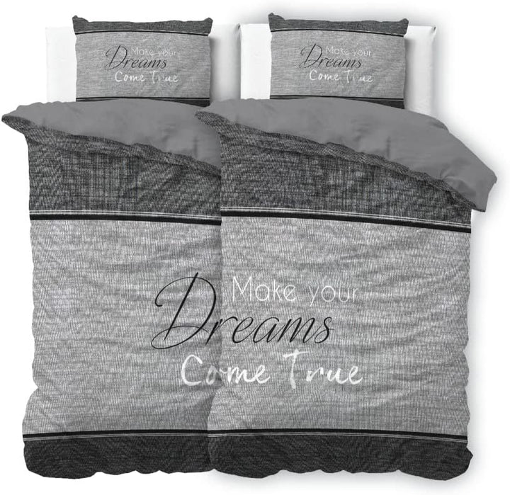 Sleeptime Bettwäsche 4teilig 100% Baumwolle True Dreams, 135cm x 200cm, Reissverschluss, Mit 2 Kisse
