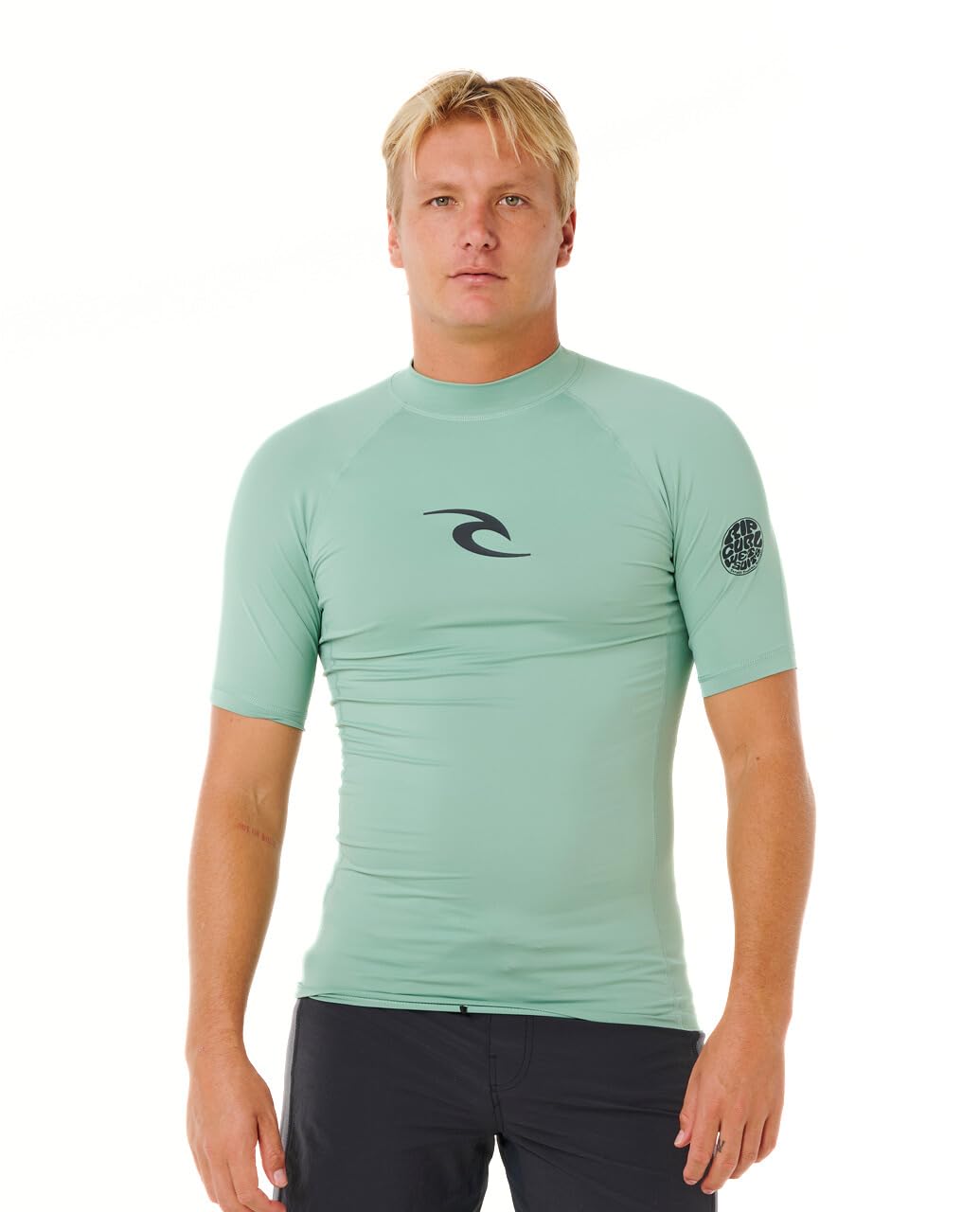 Rip Curl Herren Waves UPF 50 Performance Short Sleeve Rashguard Rash-Guard-Shirt S Aloe 261, S Aloe