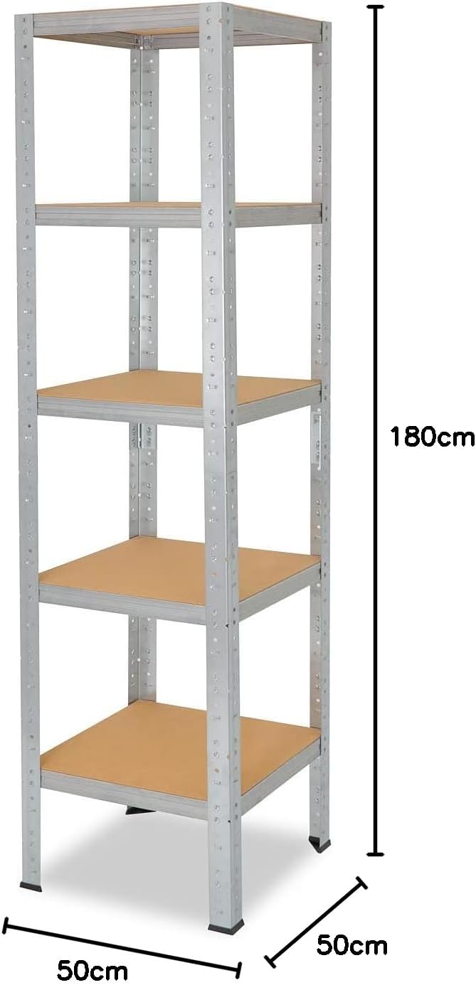 shelfplaza® 180x50x50cm HOME Schwerlastregal verzinkt/Metallregal mit 5 Böden/Kellerregal Metall, Ga