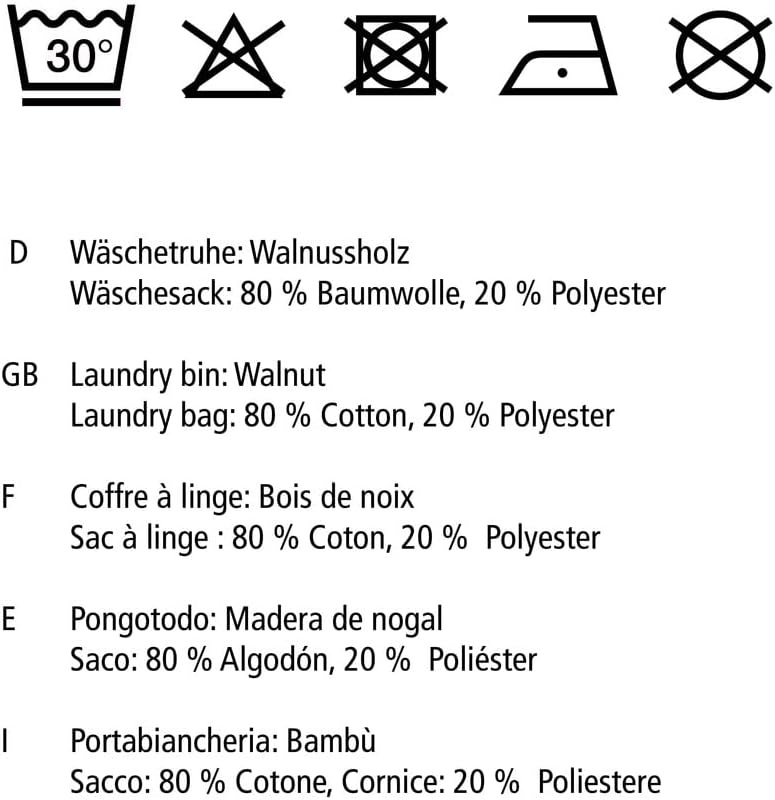 WENKO Wäschetruhe Norway, Wäschesammler mit herausnehmbarem Baumwoll-Wäschesack, Walnussholz, Fassun