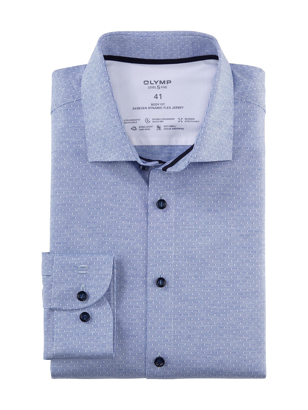 OLYMP Herren Businesshemd Langarm Level Five 24/Seven,Uni,Body fit,Modern Kent 38 Royal 19, 38 Royal