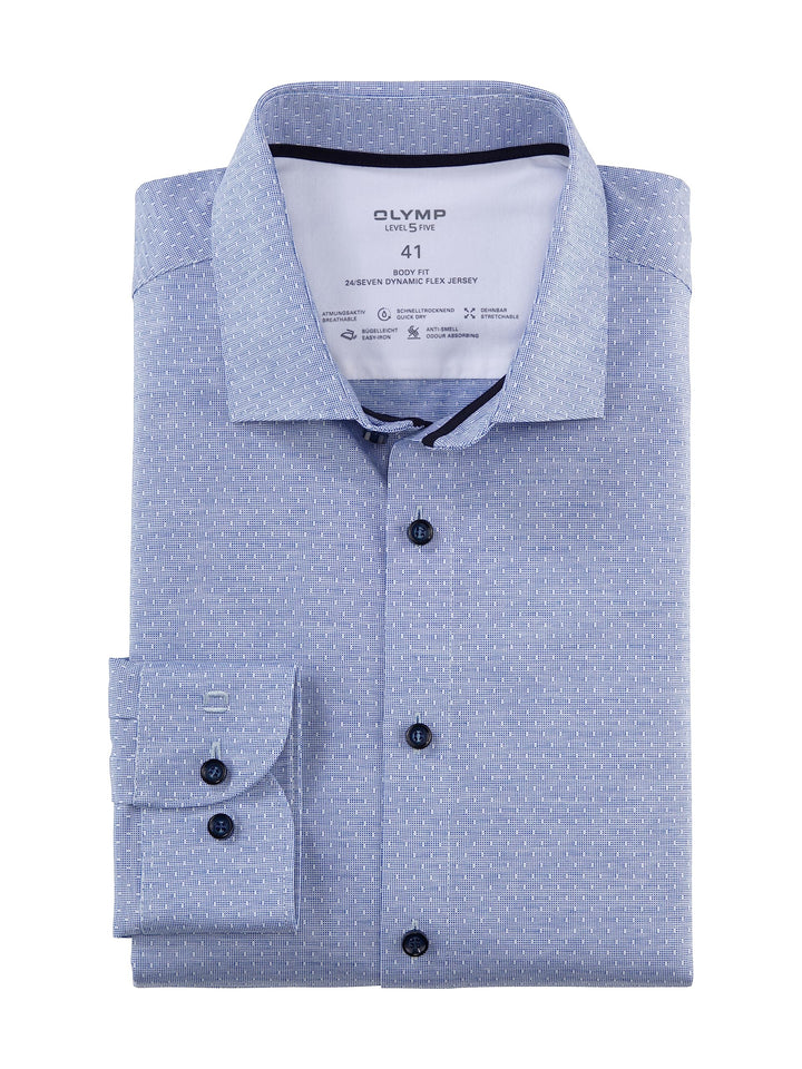 OLYMP Herren Businesshemd Langarm Level Five 24/Seven,Uni,Body fit,Modern Kent 38 Royal 19, 38 Royal