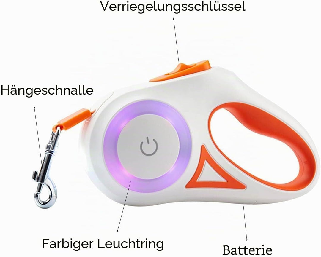 Ausziehbare LED-Hundeleine, Ausziehbare Haustierleine Mit Buntem LED-Licht, Ergonomischer Griff, Hun