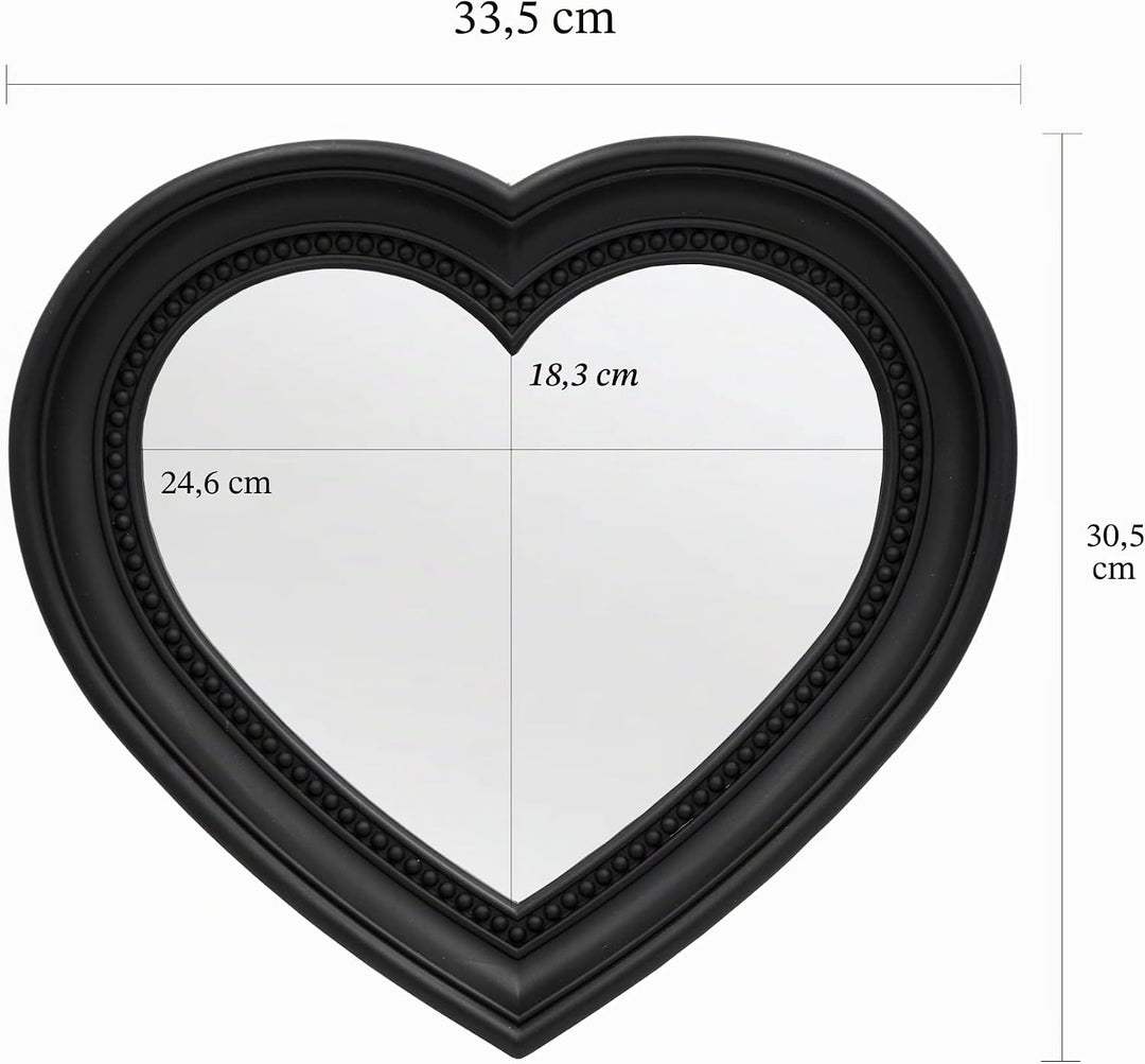 OIGUMR 33,5 x 30,5 cm Herzspiegel Wandspiegel Spiegel Wanddekoration Schwarz Spiegel Schwarz 13.4 x