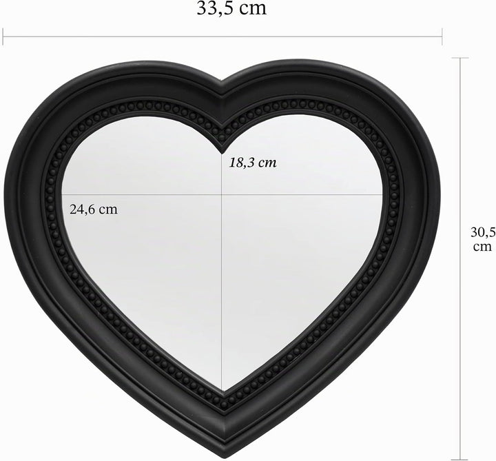 OIGUMR 33,5 x 30,5 cm Herzspiegel Wandspiegel Spiegel Wanddekoration Schwarz Spiegel Schwarz 13.4 x