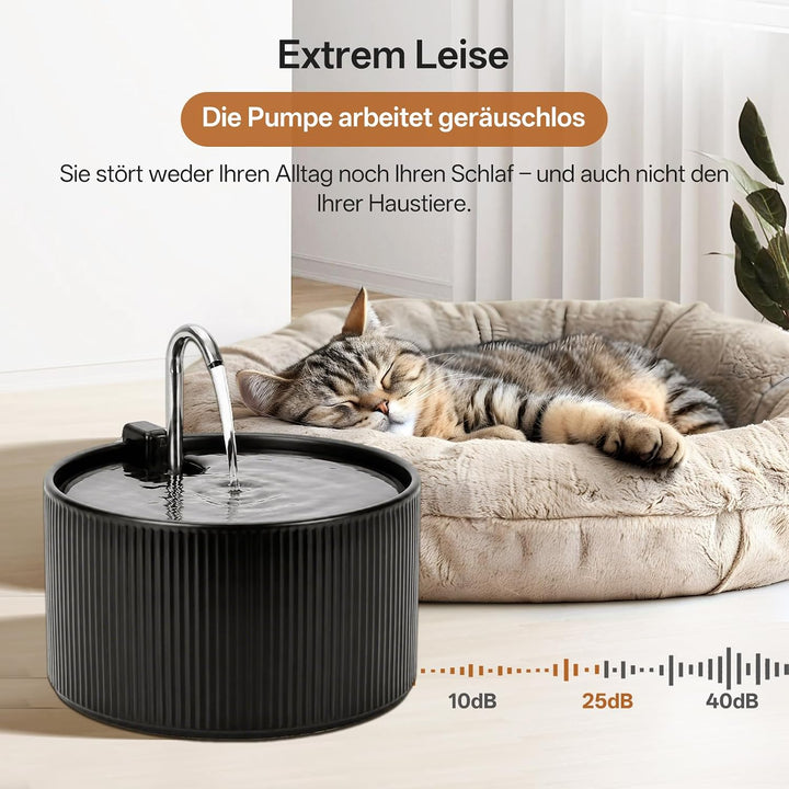 Katzenbrunnen Keramik: VinDox 2.2L Trinkbrunnen für Katze Keramik, Leiser Wasserspender für Haustier