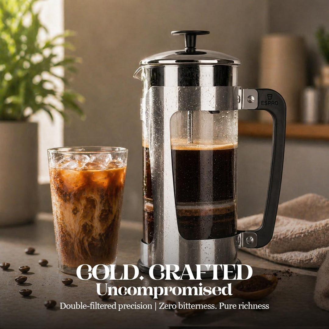 Espro Press P5, French Press, Chrom, für Kaffee, Glas, Edelstahl, versch. Grössen 0,55 l 18 oz, 18 o