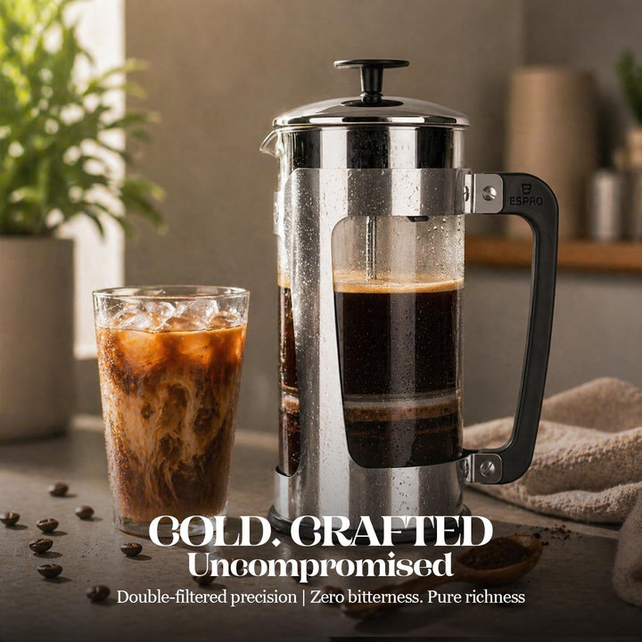 Espro Press P5, French Press, Chrom, für Kaffee, Glas, Edelstahl, versch. Grössen 0,55 l 18 oz, 18 o