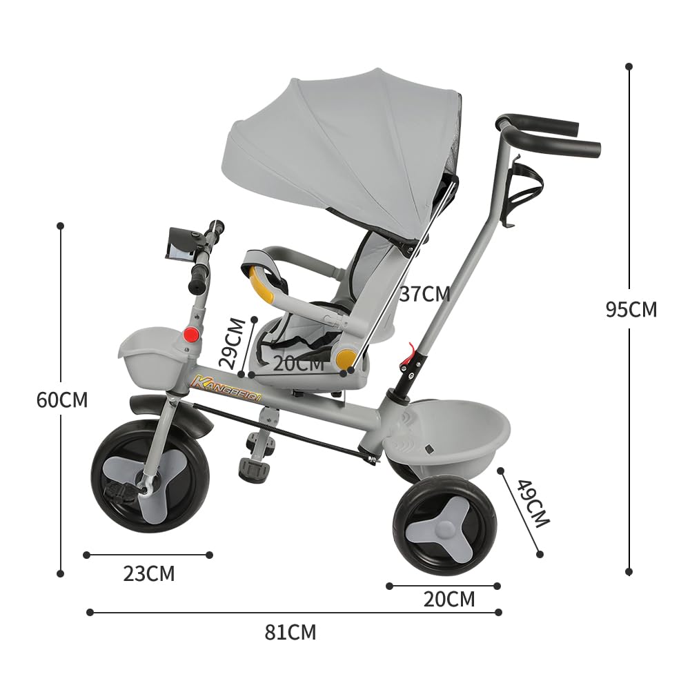Kompakter Kinderwagen - Bis 25 kg, Neigbar, Faltbar mit Getränkehalter, Regenschutz, Sonnenverdeck (
