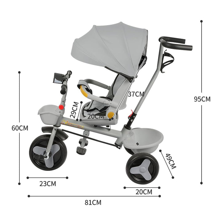 Kompakter Kinderwagen - Bis 25 kg, Neigbar, Faltbar mit Getränkehalter, Regenschutz, Sonnenverdeck (