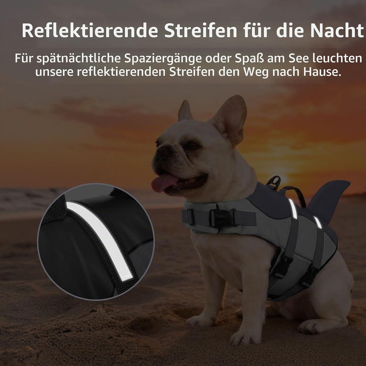 CITÉTOILE Schwimmweste Hunde Hai, Leicht und Sicher für Wassersport, hundeschwimmweste mit Griff und